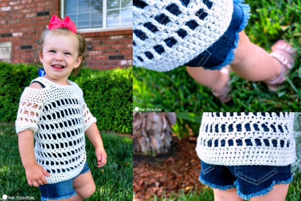 child cold shoulder coverup crochet pattern summer top worn