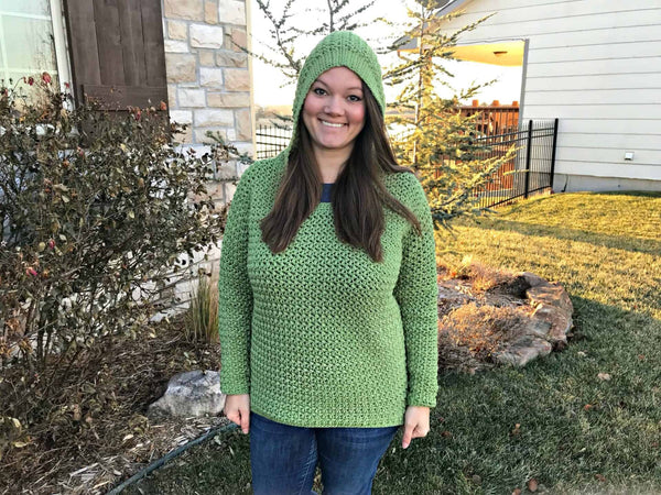 crochet hoodie pattern cozy pullover hoodie worn