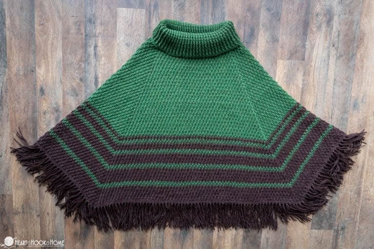everest poncho crochet pattern hooded poncho front view