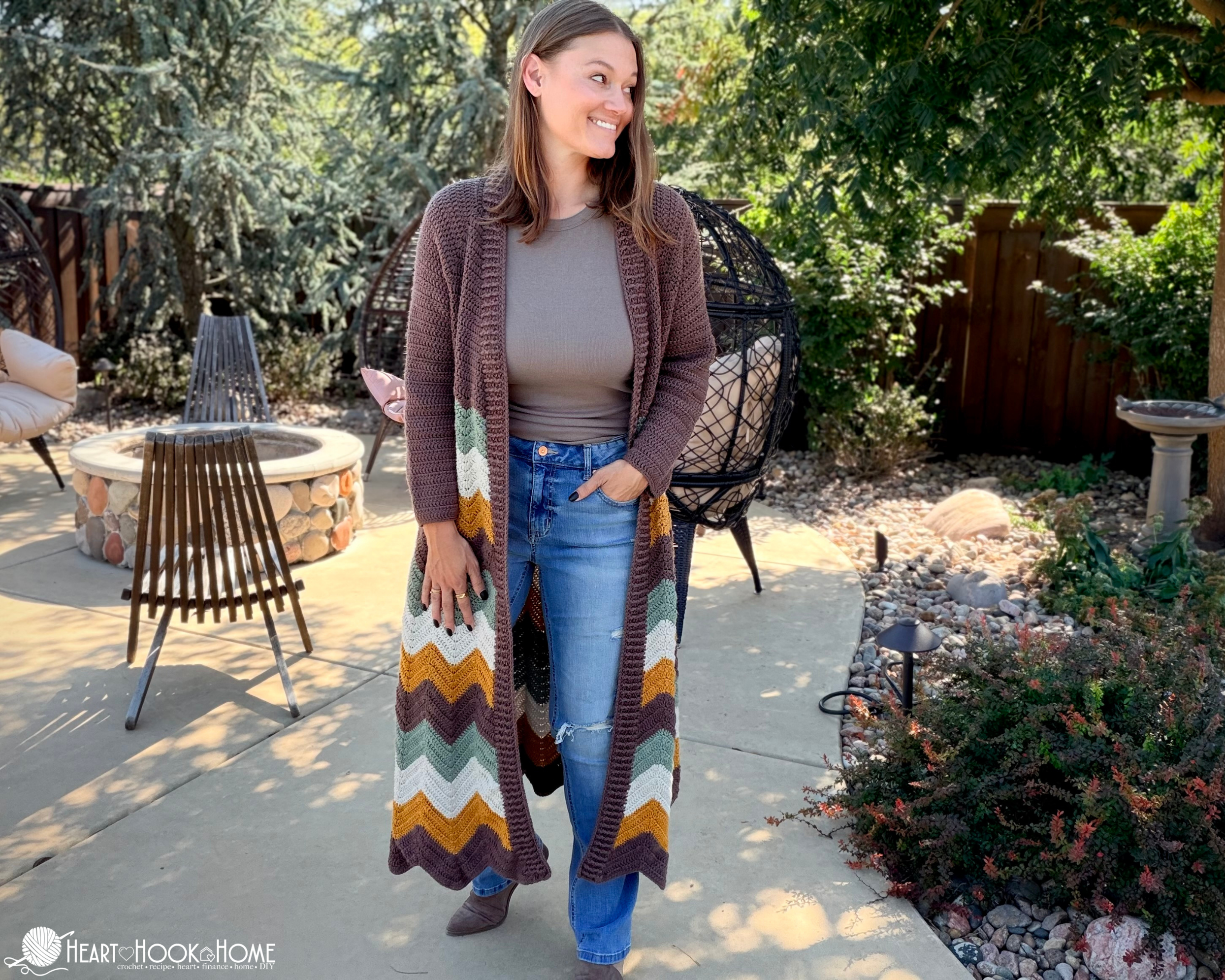 Bonfire Blanket Cardigan Crochet Pattern | Printable PDF Chevron Cardi ...
