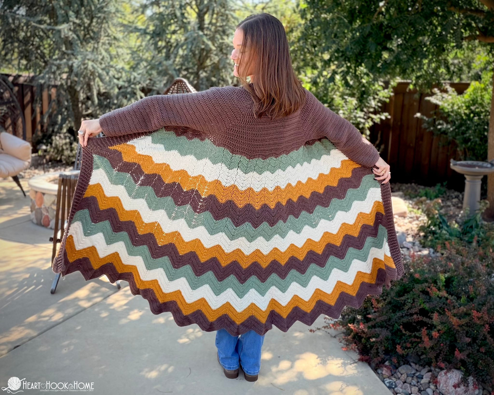 Bonfire Blanket Cardigan Crochet Pattern | Printable PDF Chevron Cardi ...