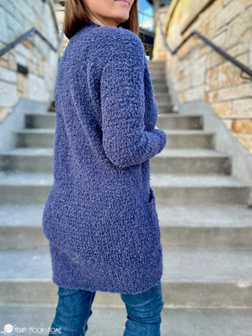 bernadette boucle cardigan crochet pattern cozy oversized sweater