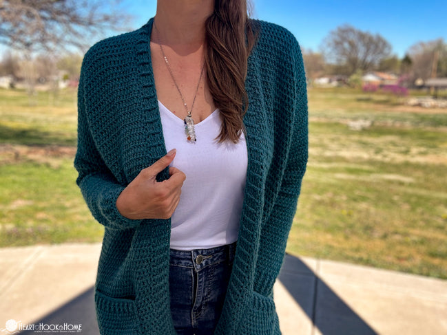 back view crochet cardigan simple construction camille cardi