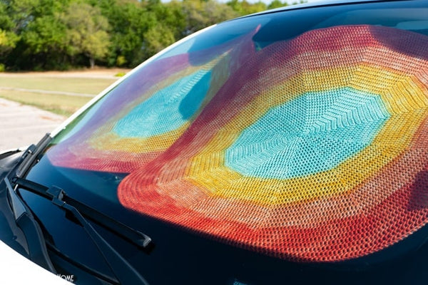 collapsible car sun shade crochet pattern installed windshield