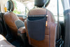 crochet car waste basket hanging in vehicle
