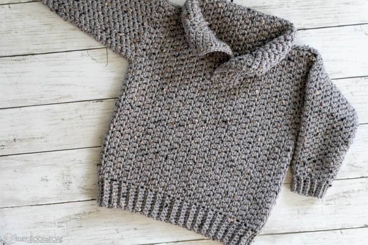 swagger sweater kids crochet pattern child pullover front view