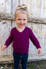 child wearing crochet v neck sweater pullover