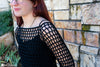 crochet mesh sleeve stitch detail close up