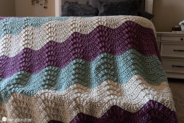 cluster ripple blanket crochet pattern textured afghan design