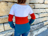 fit view of color block crochet sweater pattern