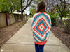 back view c2c crochet cocoon cardigan diagonal texture