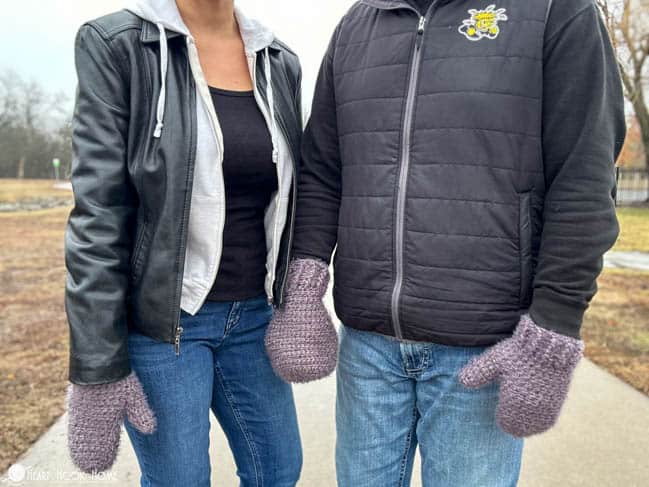couples mittens crochet pattern shared hand warmer mitten set
