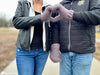 close up crochet couples mittens stitch texture and shaping