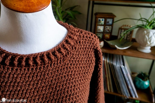 crochet sweater pattern alex pullover front view finished