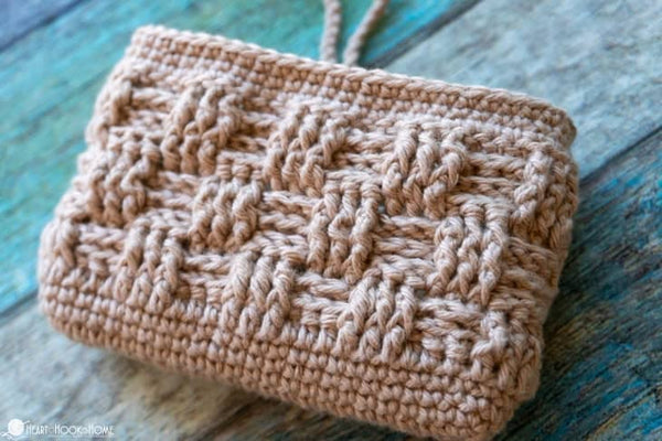 basketweave crochet card wallet finished textured design