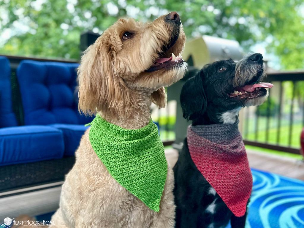 close up crochet dog bandana stitch texture