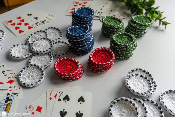 crochet poker chips pattern colorful handmade game chips set
