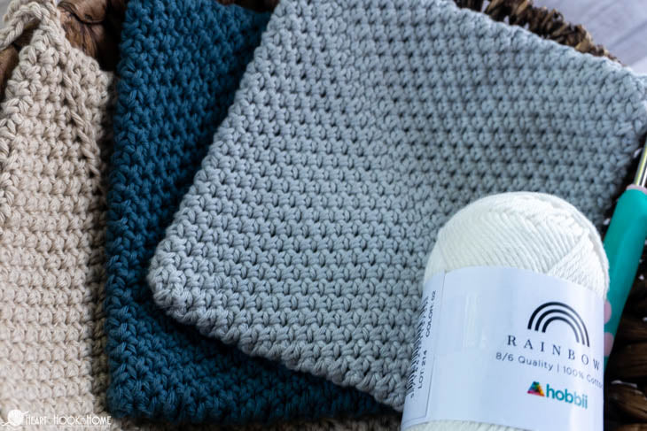 close up dense crochet stitches double thick hot pad