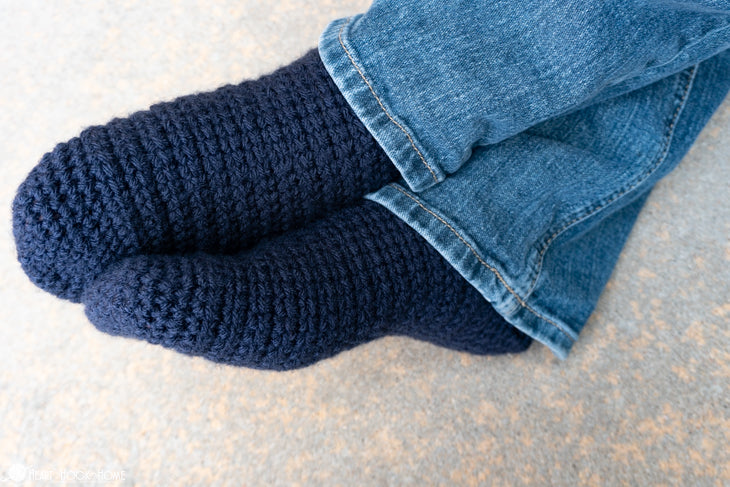 unisex crochet socks worn indoors cozy look