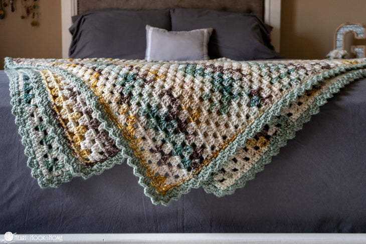 granny stitch detail flat crochet blanket pattern