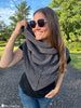 back view of cowled triangle shawl crochet pattern
