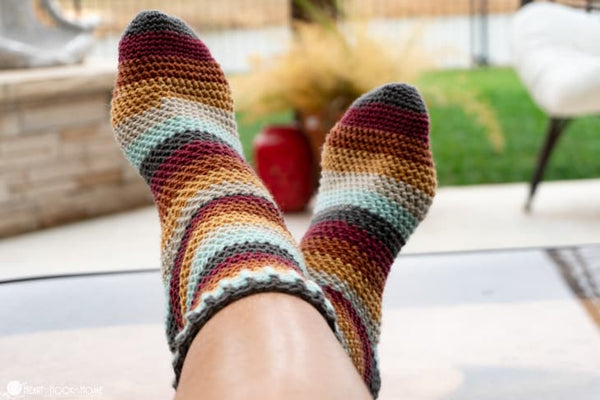 herringbone socks crochet pattern textured slipper socks