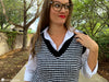 back view crochet houndstooth vest structured fit