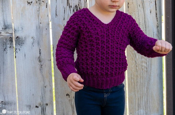 kids basic v neck sweater crochet pattern classic pullover