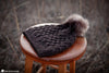 woman wearing lattice crochet beanie hat