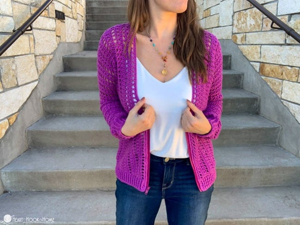 lorraine cardi crochet pattern classic button cardigan