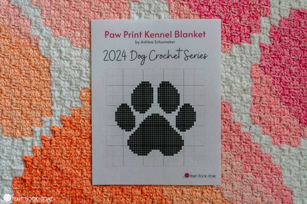 c2c paw print kennel blanket crochet pattern finished pet blanket