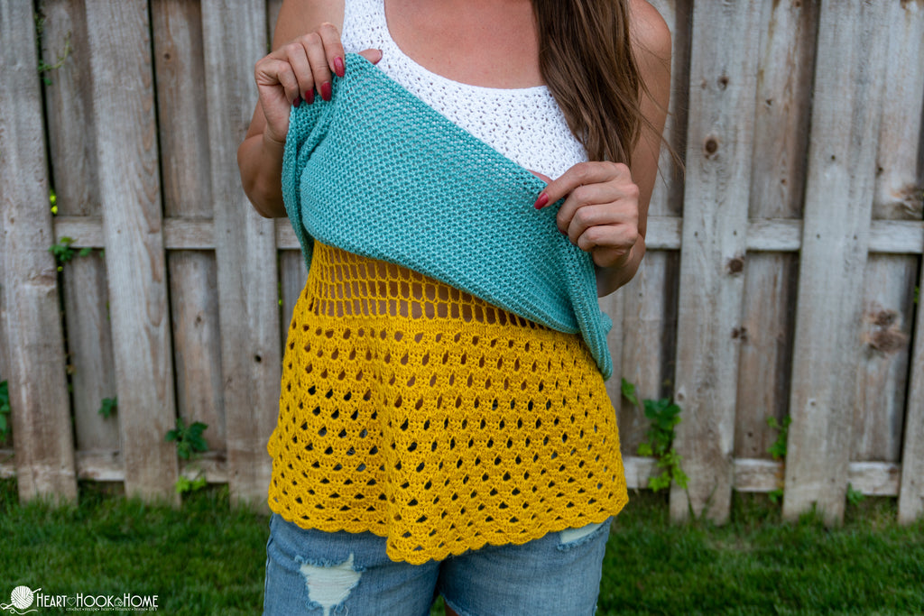layered detail of three tier crochet tank pattern