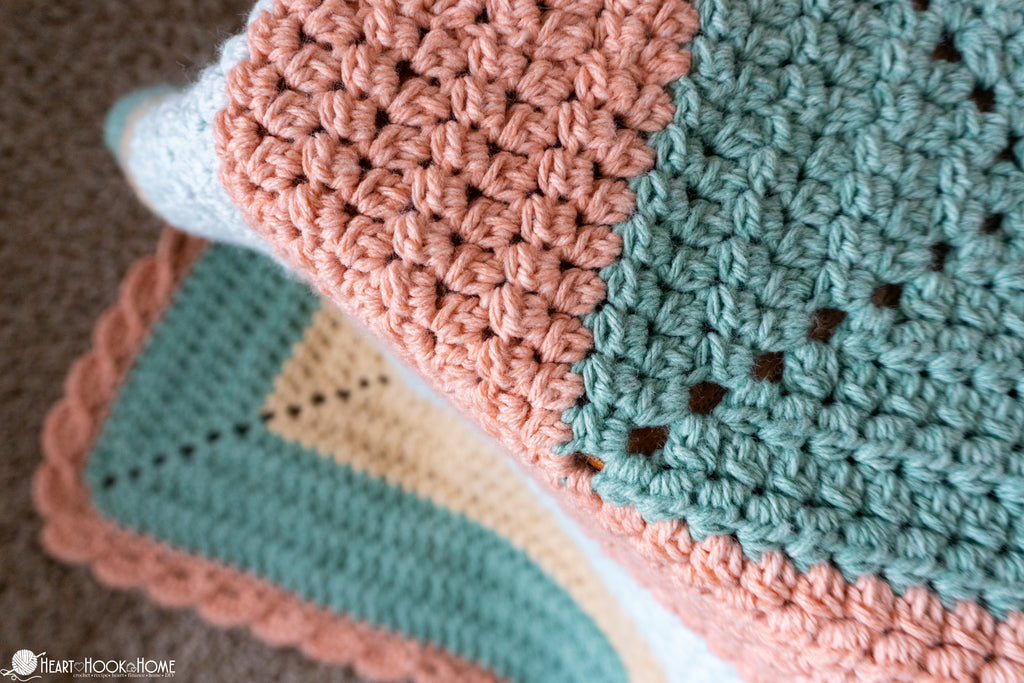 textured stitch detail crochet baby blanket pattern