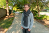 mens crochet scarf worn winter style reversible design
