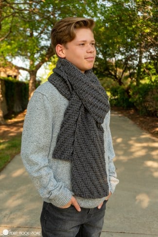 reversible mens scarf crochet pattern textured double sided scarf