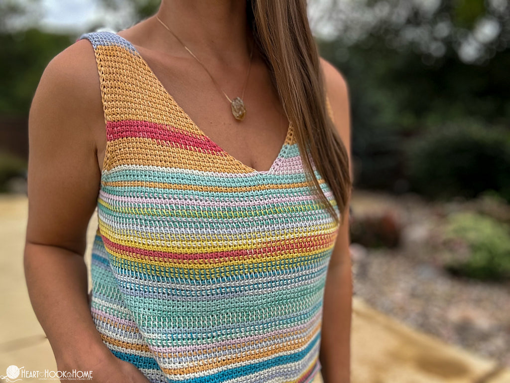 close up tunisian crochet texture tank top pattern