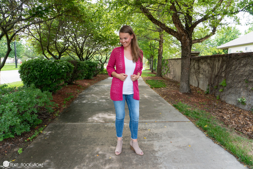 woman wearing summer sultan crochet cardigan