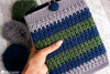 close up crochet tablet sleeve dense stitch texture