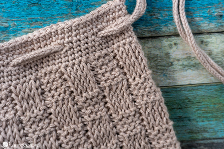 tunisian basketweave crochet stitch detail close up