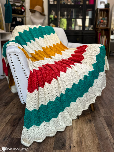 folded tunisian chevron crochet blanket texture