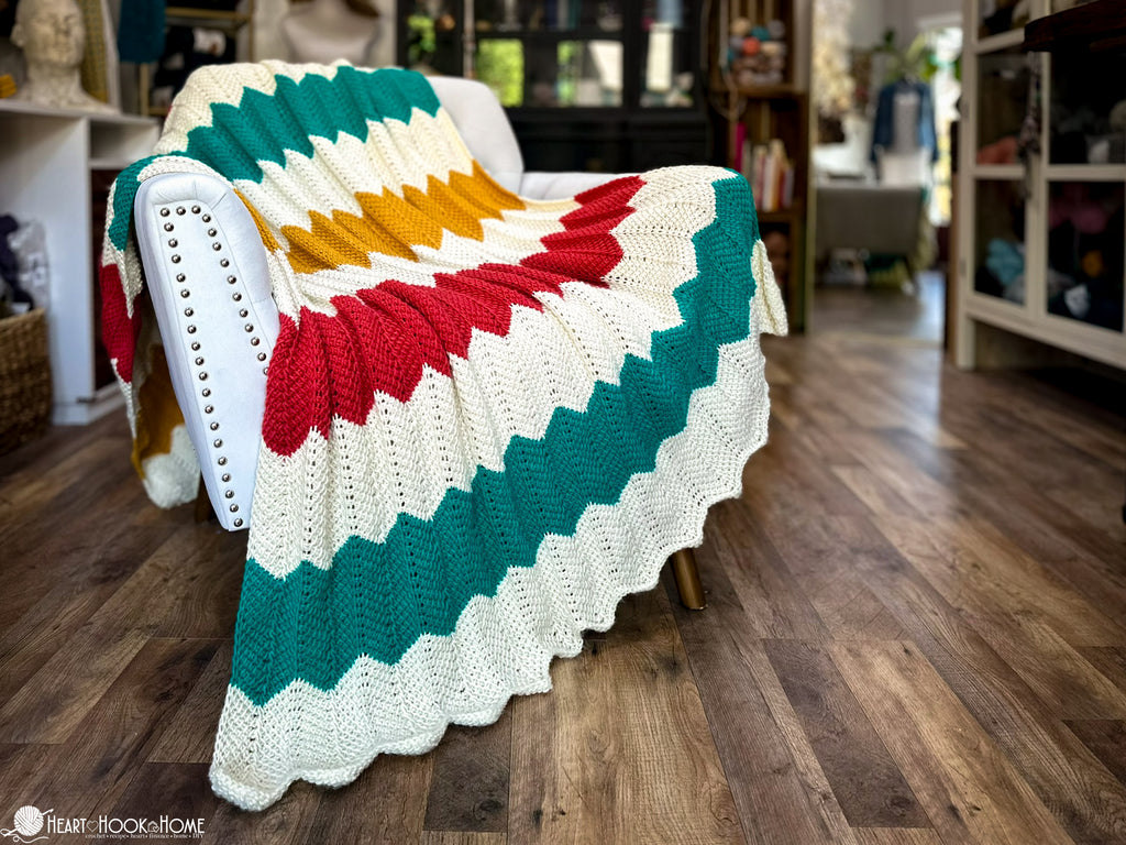 tunisian crochet chevron stitch detail close up