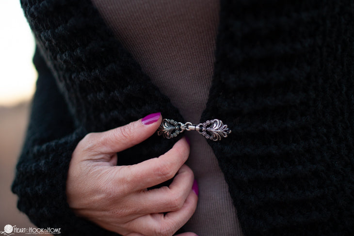 honeycomb crochet stitch cardigan close up