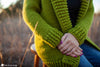 Tunisian knit short row cardi crochet pattern front view cardigan
