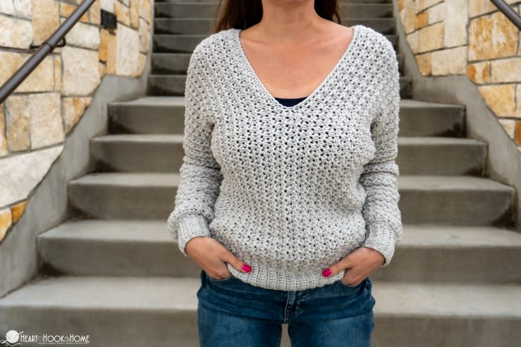 basic v neck sweater crochet pattern classic pullover