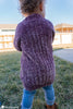 child wearing velvet crochet cardigan sweater
