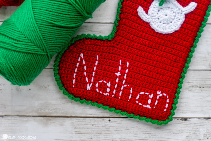 crochet christmas stocking hanging holiday decor fireplace