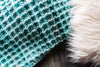 folded waffle stitch crochet blanket texture