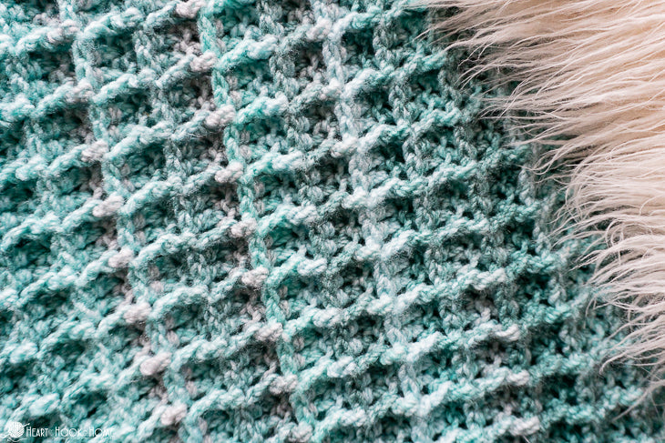 waffle stitch crochet blanket close up detail